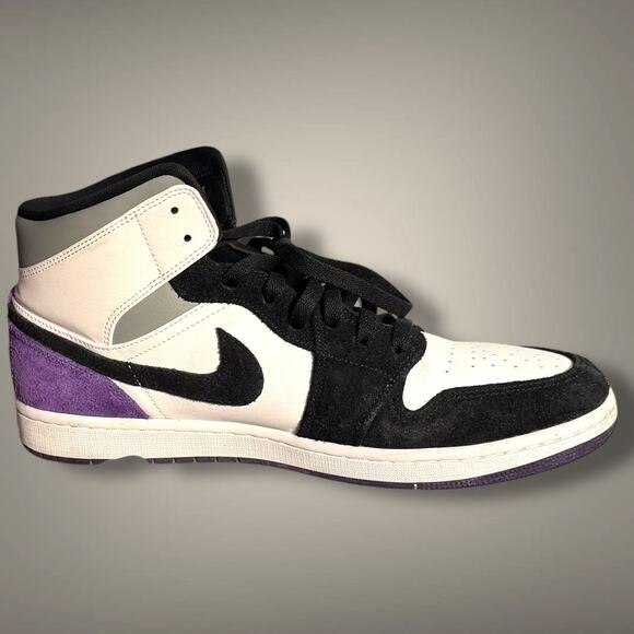 Men\'s 11.5 NIKE AIR JORDAN 1 Mid SE Varsity Purple Leather Sneakers EUC With COA main image 4